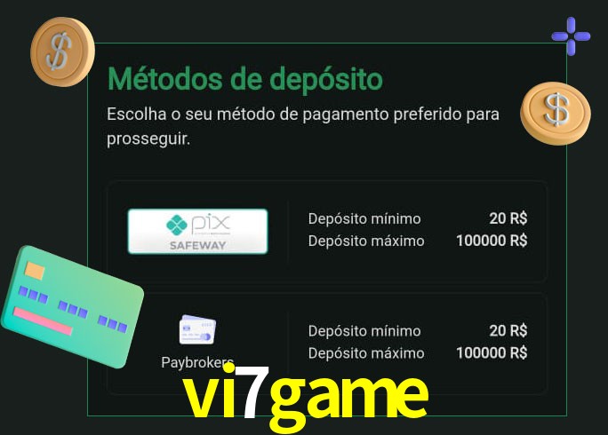 O cassino vi7game oferece uma grande variedade de métodos de pagamento